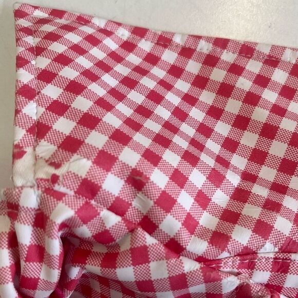 Lands End Kids Girls Gingham Red & White Hooded Rain Coat Sz M Preowned - Picture 11 of 11